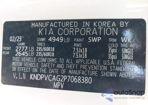 2023 Kia Sportage Hybrid Ex from USA, damaged, VIN KNDPVCAG2P7068380